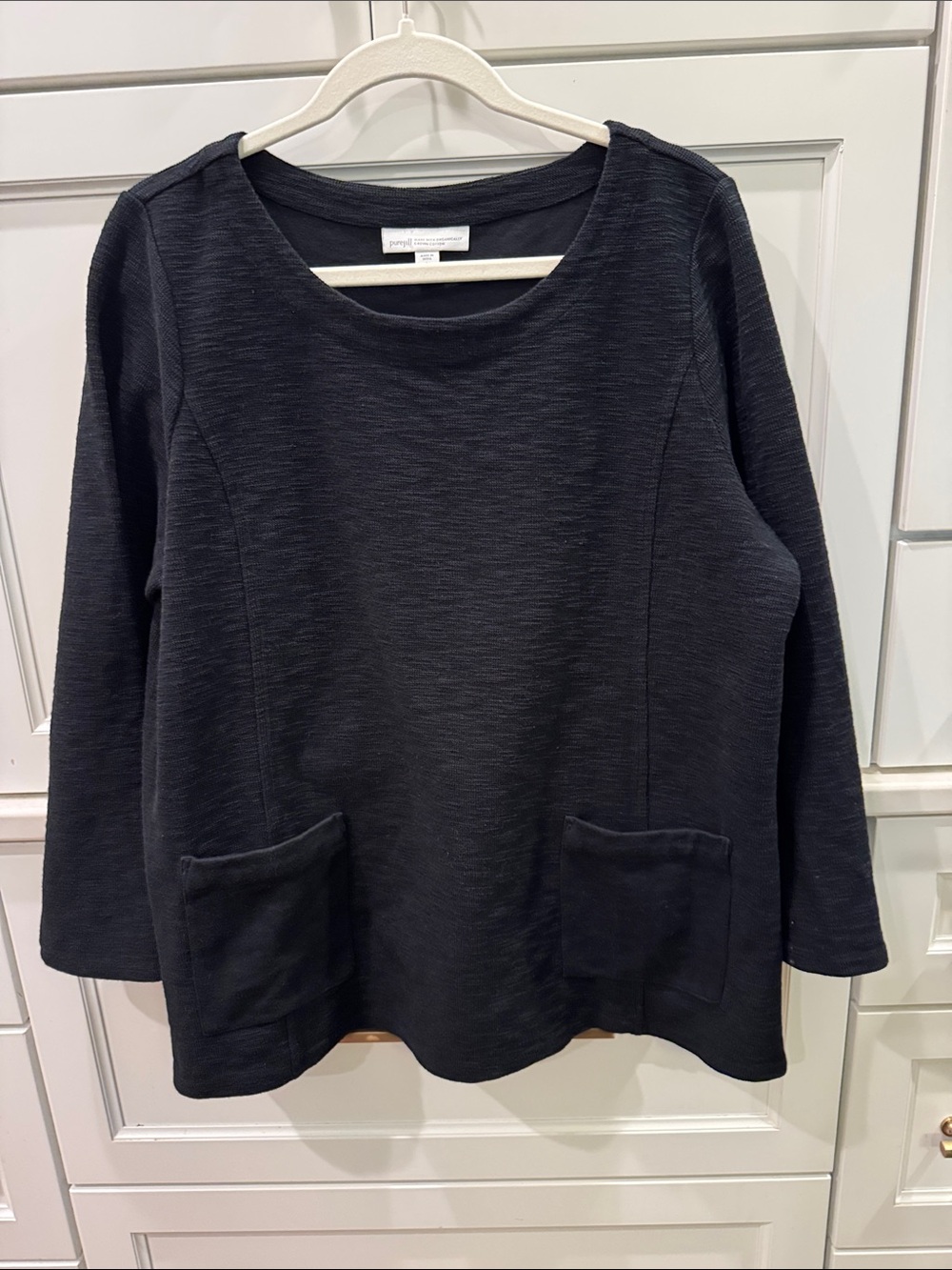 J. Jill Black Long-Sleeve Pocket Sweatshirt
